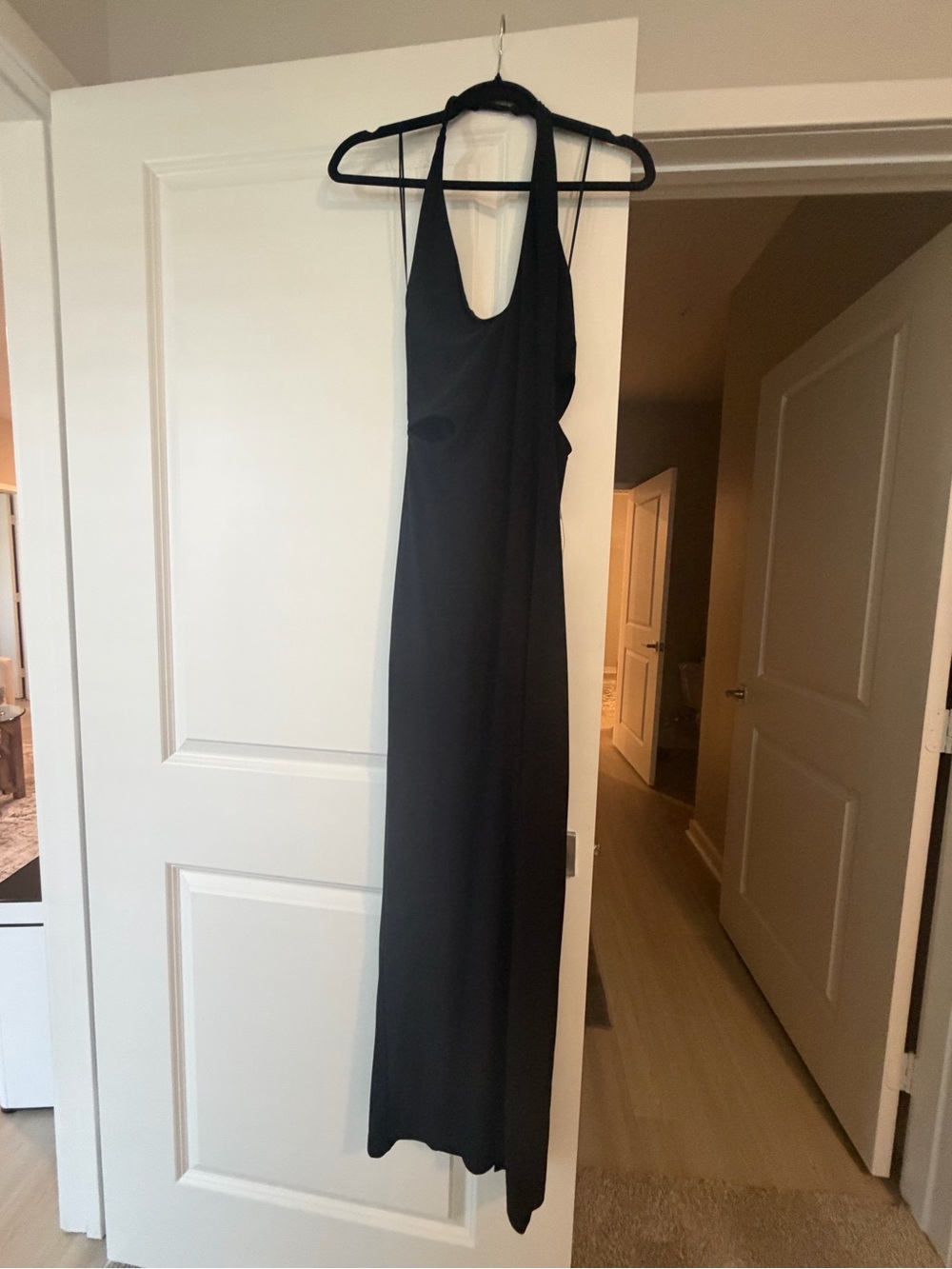 bebe Black Halter Neck Maxi Dress